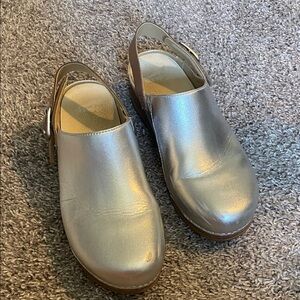 Dansko Silver Slingback Clogs